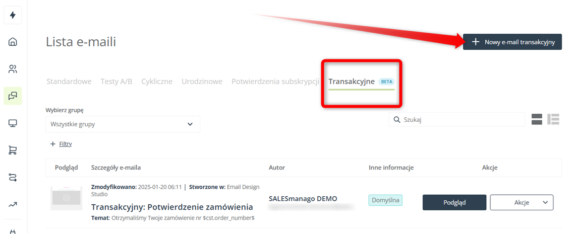 emaile transakcyjne nowy email