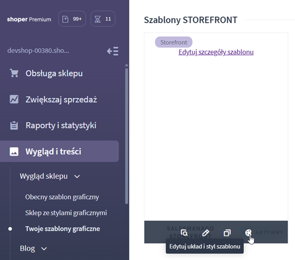 Edytuj szablon Storefront na platformie Shoper