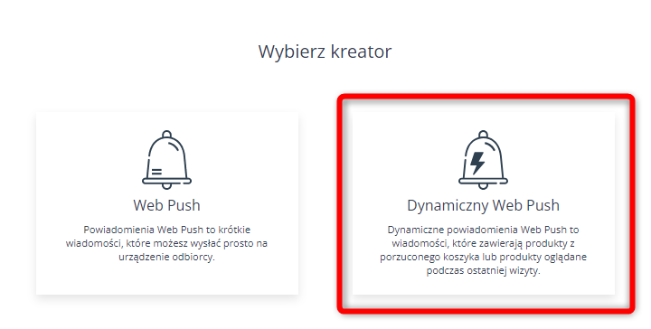 web push kreator dynamiczny