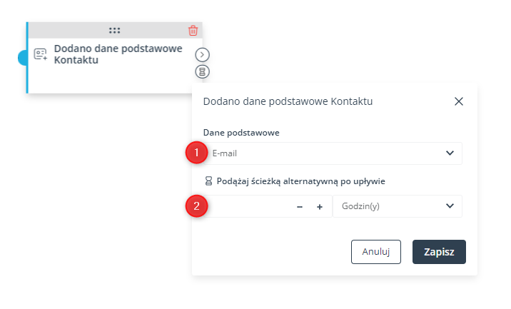 workflow zdarzenie dodano dane podstawowe kontaktu