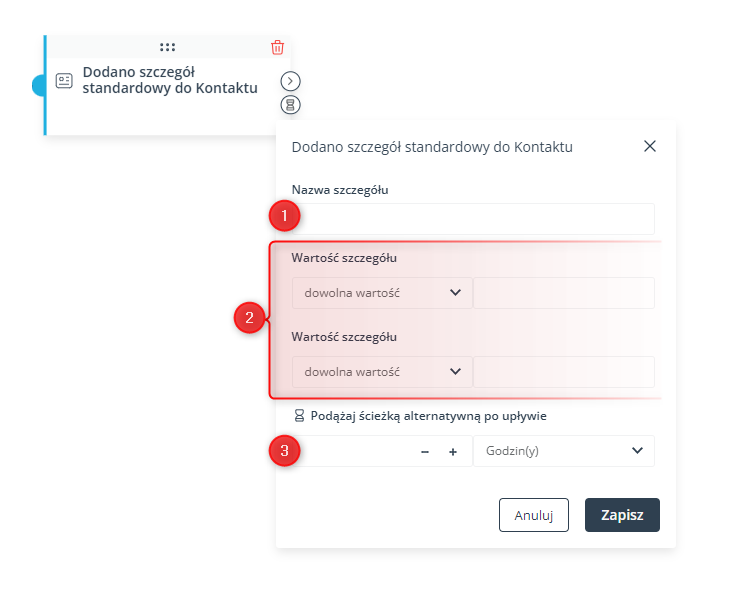 workflow zdarzenie dodano szczegol standardowy do  kontaktu