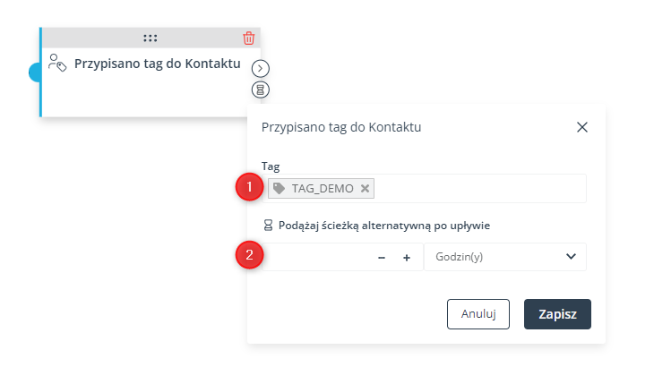 workflow zdarzenie przypisano tag do kontaktu