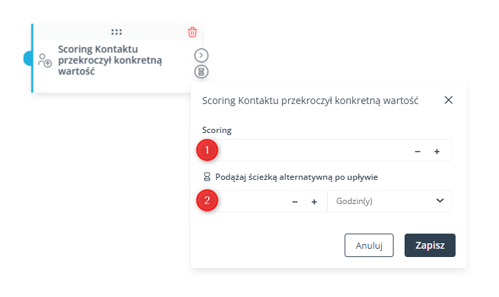 workflow zdarzenie scoring kontaktu przekroczyl konkretna wartosc