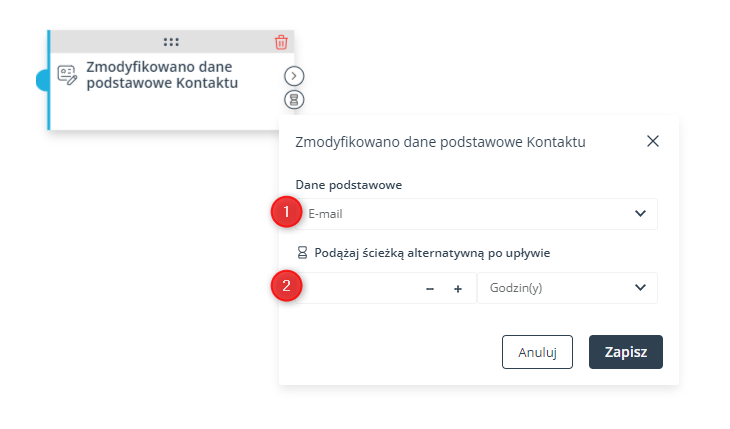 workflow zdarzenie zmodyfikowano dane podstawowe kontaktu