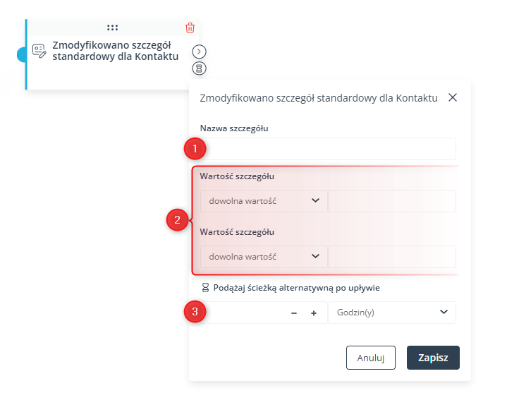 workflow zdarzenie zmodyfikowano szczegol standardowy dla kontaktu