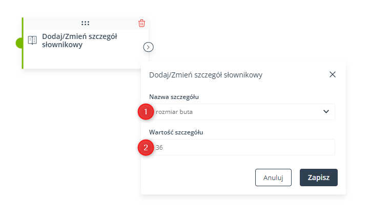 dodaj zmien szczegol slownikowy