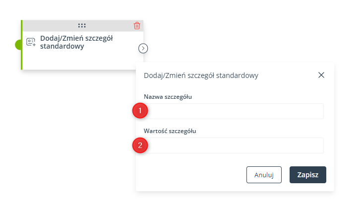 dodaj zmien szczegol standardowy