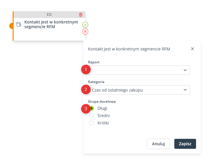 kontakt jest w konkretnym segmencie rfm