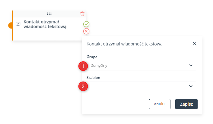 kontakt otrzymal wiadomosc tekstowa