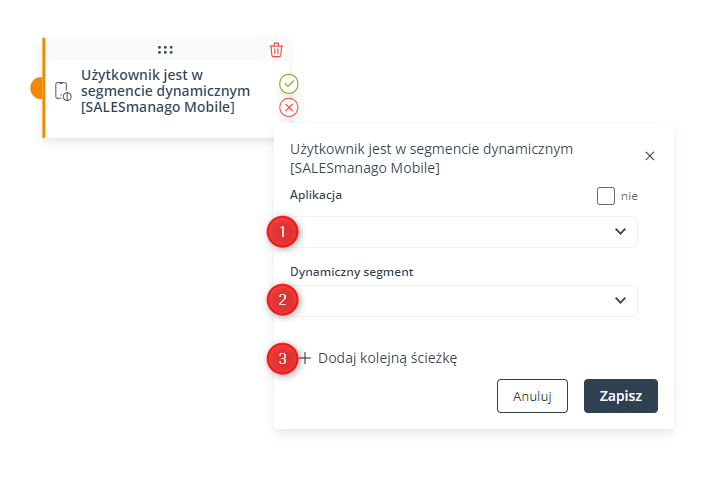 uzytkownik jest w segmencie dynamicznym salesmanago mobile