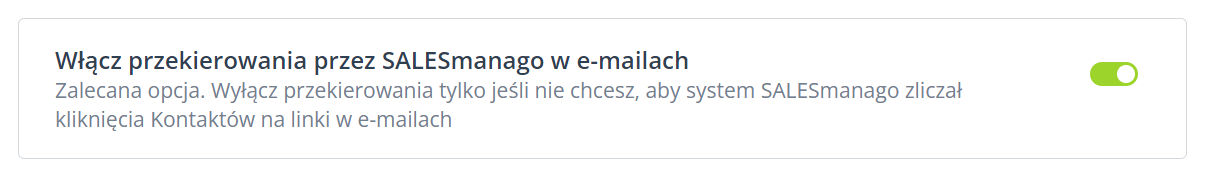wlacz przekierowania przez salesmanago w emailach