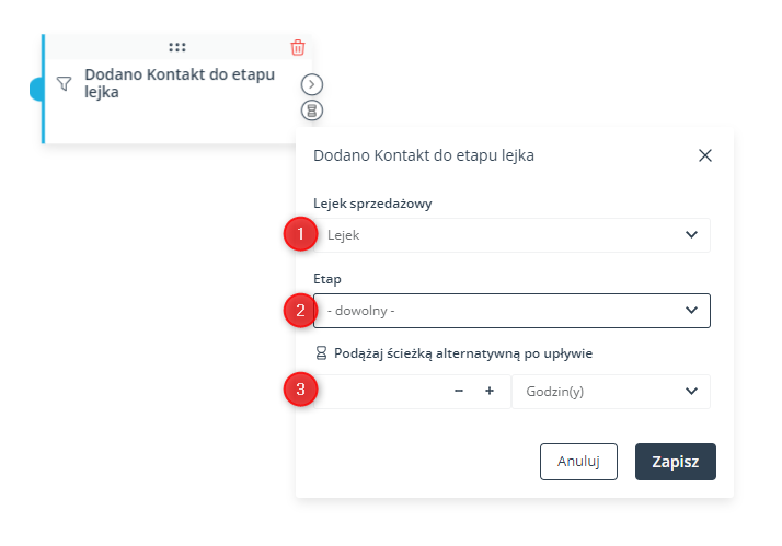 dodano kontakt do etapu lejka