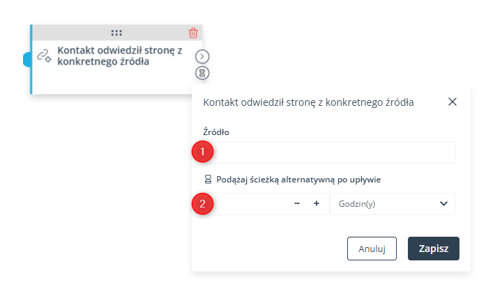 kontakt odwiedzil strone z konkretnego zrodla