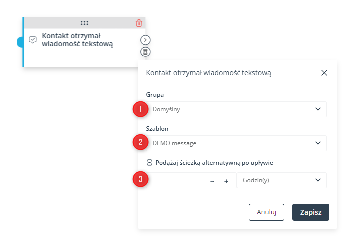 kontakt otrzymal wiadomosc tekstowa